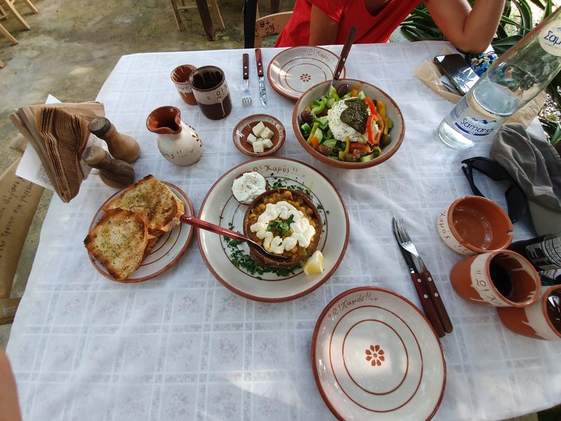A meal for two in Milos