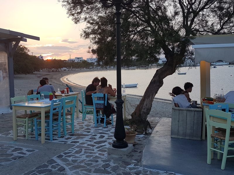 Dining with a sea view in Pollonia, Milos