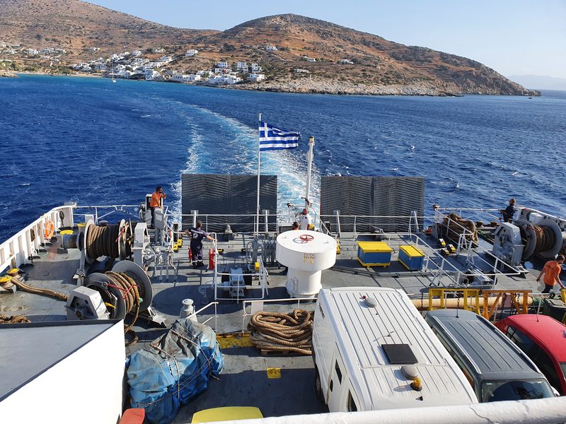 Traveling to Milos by ferry