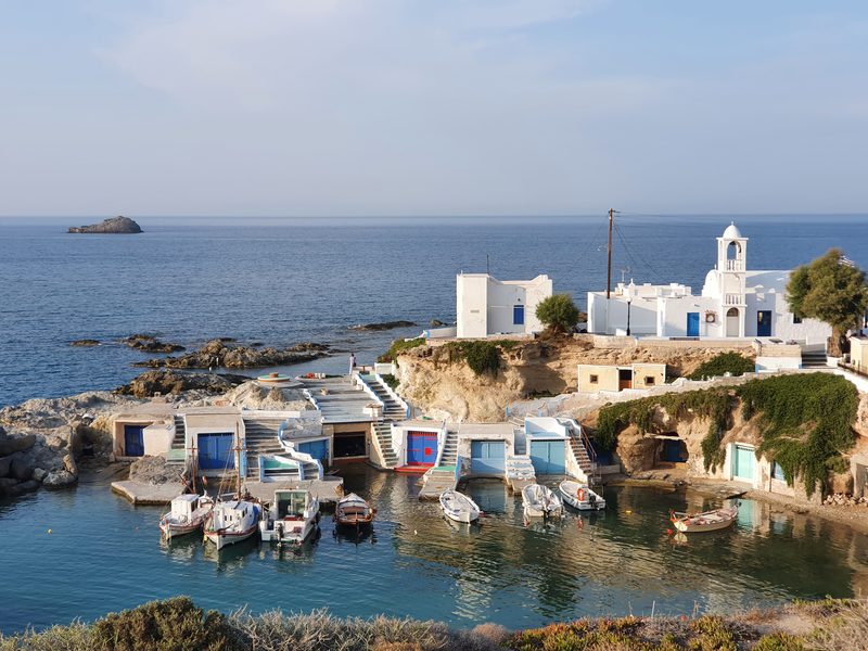 Quiet fishing village on the Greek island of Milos