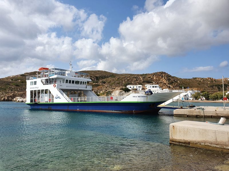 The Milos to Kimolos ferry runs multiple times a day