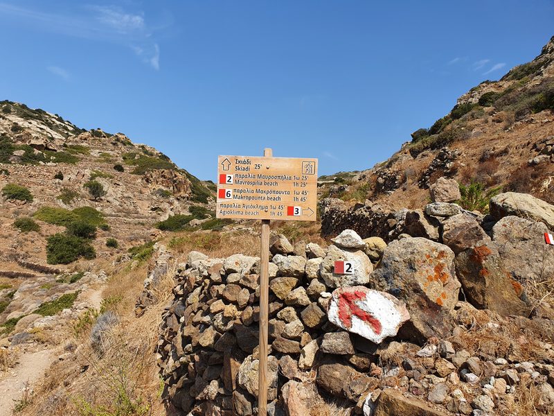 Hiking sign in Kimolos