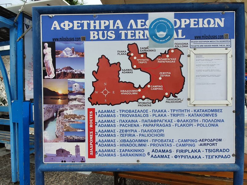 A route map of the Milos bus system