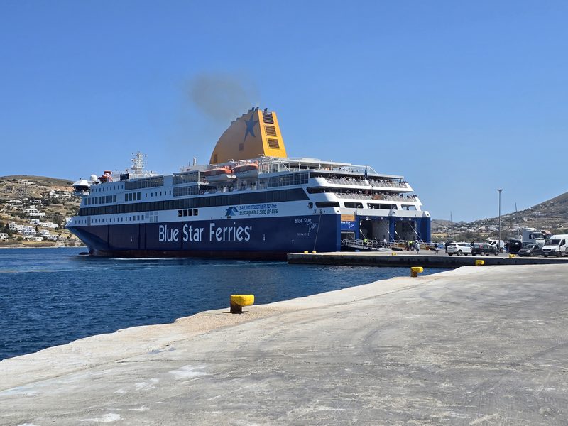 A ferry waiting at Paros ferry port
