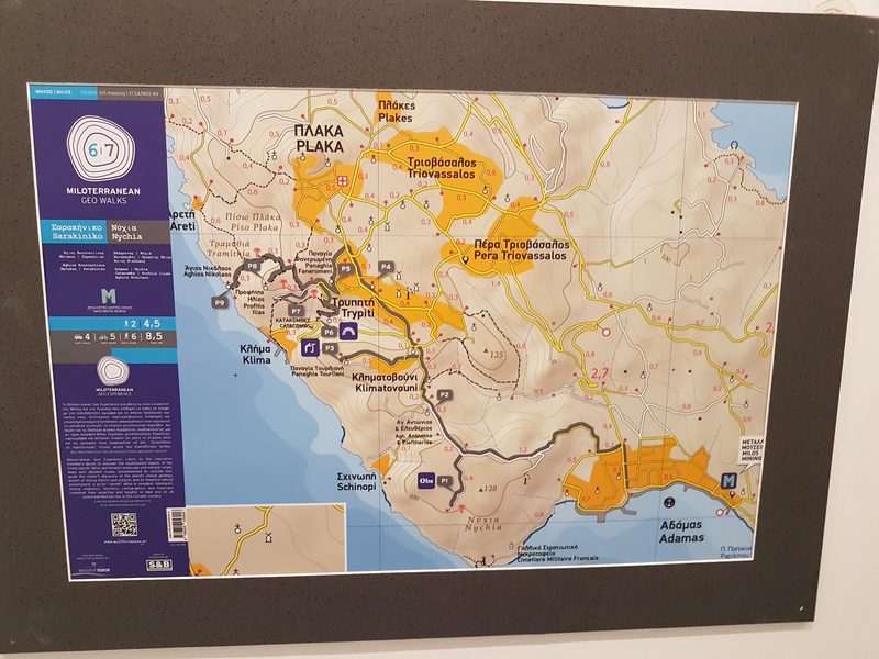 A map of the geo-trails routes on Milos