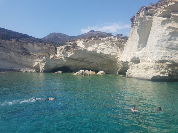 The clear water and sea caves along the Kleftiko coast on the southwest of Milos