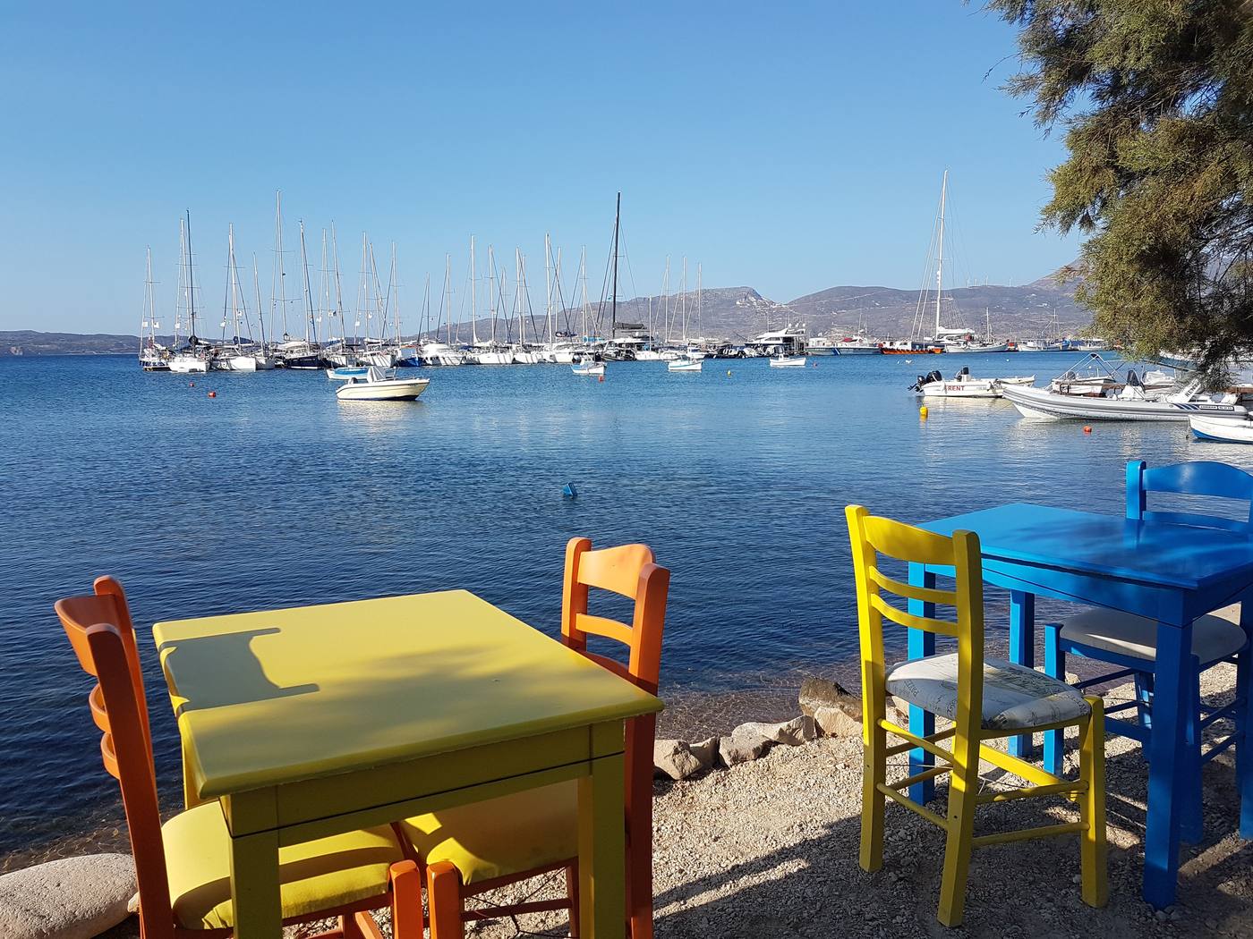 The harbour at Adamas, Milos, where ferries leave for the western Cyclades