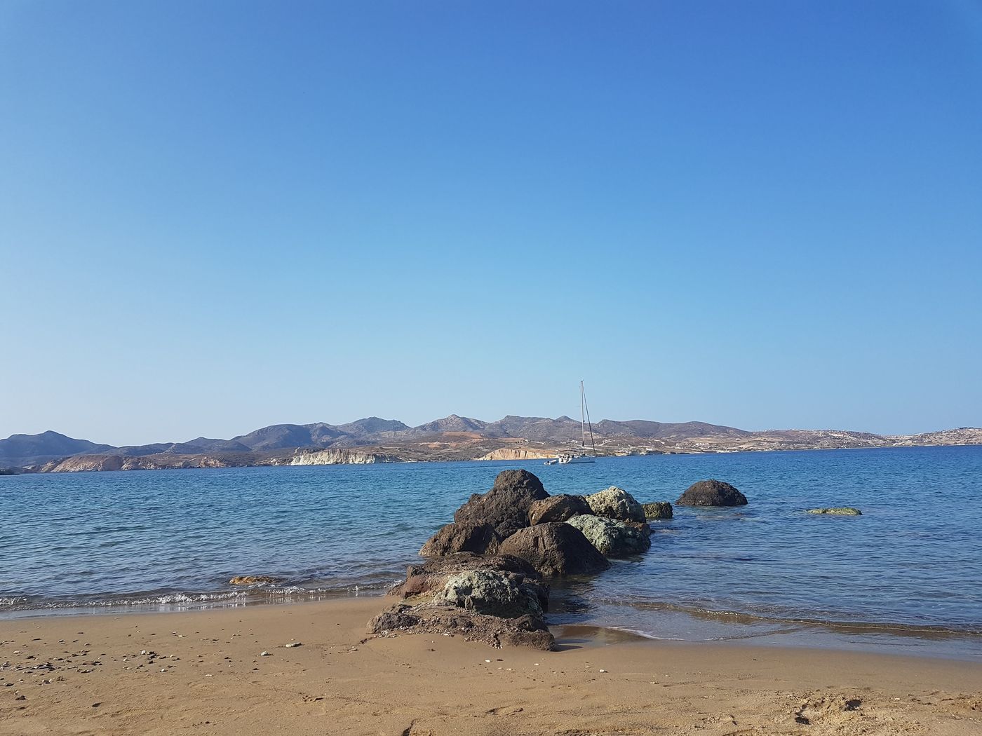 A sandy cove on the north coast of Milos